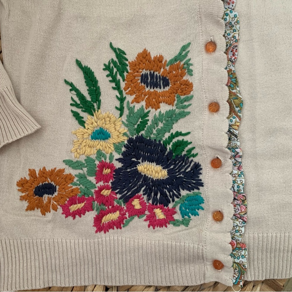 Anthropologie’s Nick & Mo Embroidered Floral Scallop Cardigan - Picture 3 of 8